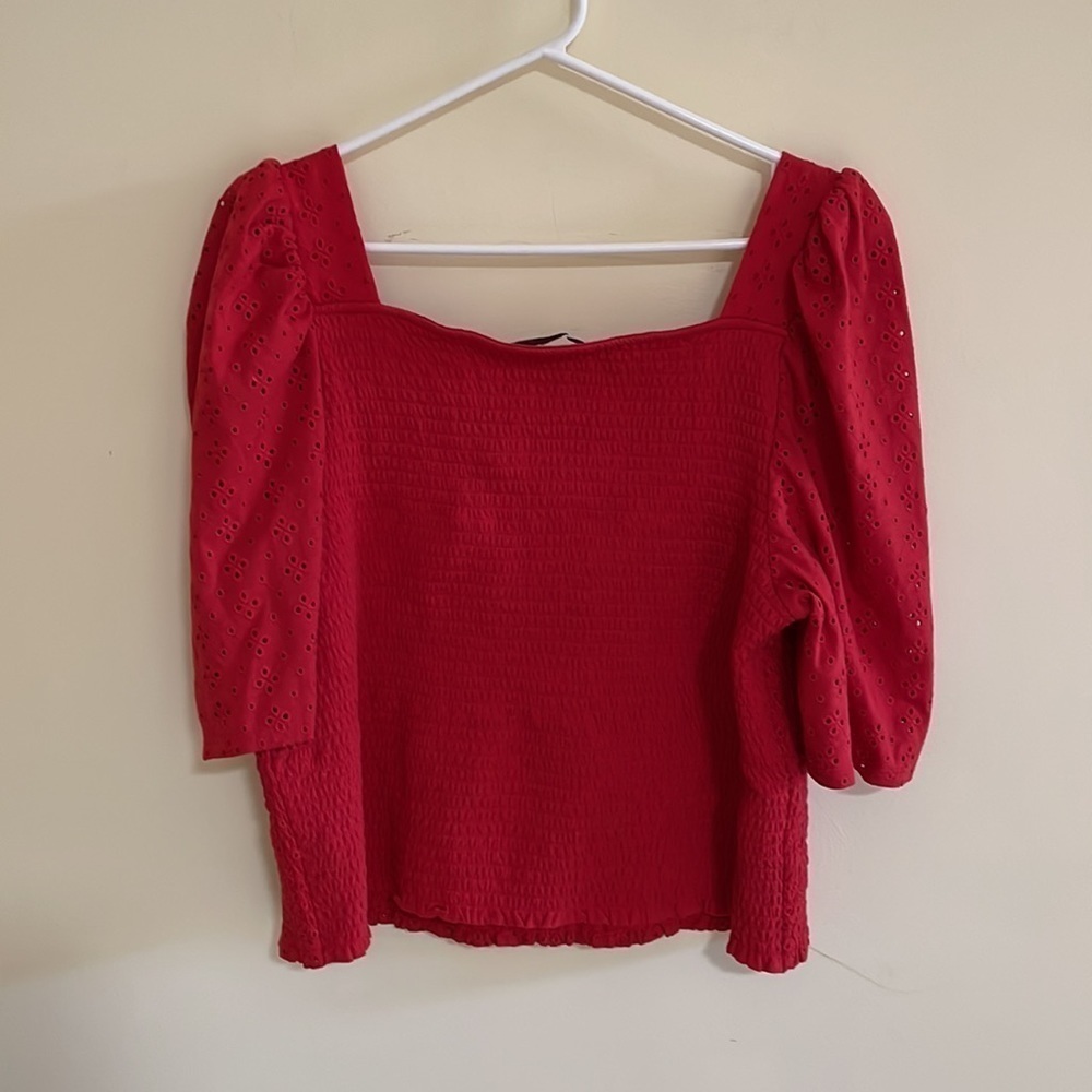 Loft smocked bodice eyelet top size XXL - Picture 6 of 9